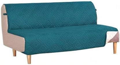 H.VERSAILTEX Futon Cover Reversible Sofa Slipcover Furniture Protector Water Resistant 2 Inch Wide Elastic Straps Sofa Bed Pets Kids Dog Cat Fit Sitting Width Up to 70"(Futon, Dark Teal/Beige)