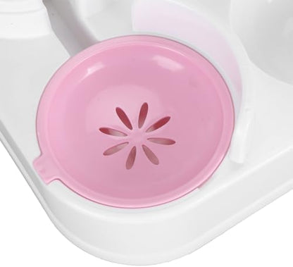 Automatic Cat Feeder and Water Dispenser Set, Pet Food Water Dispenser, Automatic Dog Feeder and Dog Water Dispenser, 2 in 1 Large Capacity Detachable Automatic Cat Waterer Feeder for Dog Puppy (Pink)