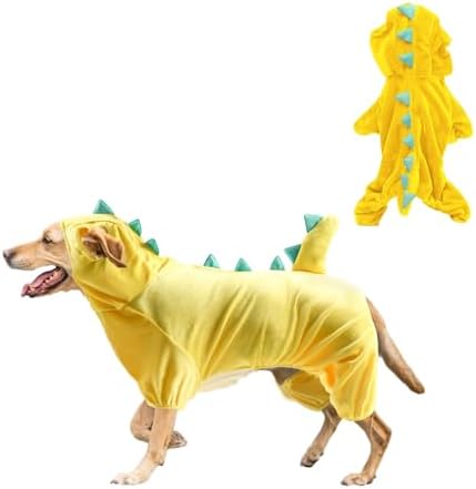 Hotumn Dinosaur Dog Halloween Costume Pet Dino Hoodie for Small Dogs (Medium, Yellow) - Image 2
