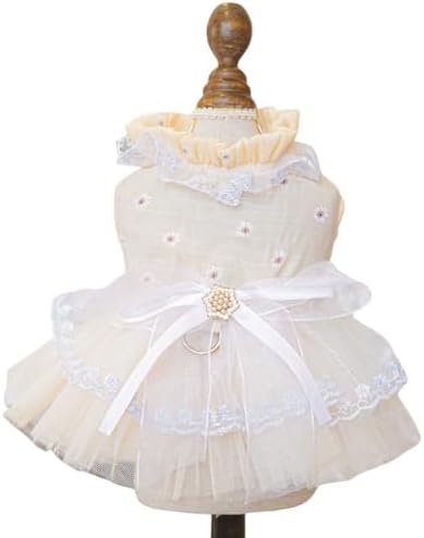 Fashion Sweet Puppy Dog Blingbling Princess Skirt Pet Dog Lace Cake Camisole Tutu Dress F-Champagne S by MaruPetyourkidsfriends
