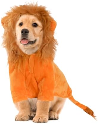 DELIFUR Dog Halloween Lion Costume - Adorable Pet Dress Up Clothes Animal Warmth Cosplay Holiday Coat for Small and Medium Dog Funny Outfit Comfort (Orange Lion, Large) by DELIFUR