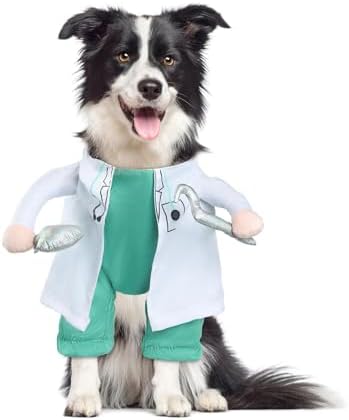 NACOCO Halloween Dog Doctor Costume - Pet Dentist Clothes Cat Funny Uniform Green Outfit Apparel Adjustable for Small Medium and Large Dogs(Green Dentist, L) by HOME