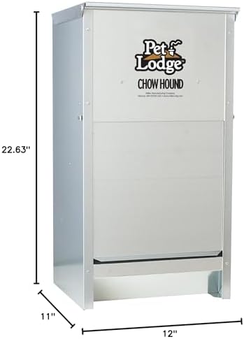 Pet Lodge® Automatic Dog Feeder | Chow Hound Outdoor Pet Feeder | Tough Galvanized Steel | Made in USA (25 lb)