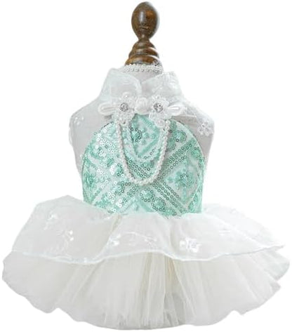 Fashion Sweet Puppy Dog Blingbling Princess Skirt Pet Dog Lace Cake Camisole Tutu Dress C-Green XL by MaruPetyourkidsfriends