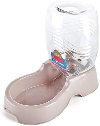 Flexzion Gravity Pet Water Dispenser for Cats & Small Dogs, 1/4 Gal, Beige