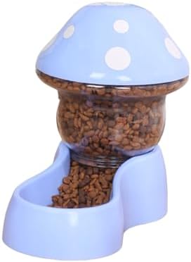 2025 Automatic Pet Feeder with Mushroom Shape for Cats Dogs Puppies Kittens Easy Clean Refill Dual Food Water Dispenser for Small Medium Pets at Home Travel (Blue)