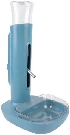 Pet Standing Water Dispenser Cat Dog Standing Bowl with Detachable Pole Automatically Feeding Water Height Adjustable for Cage, Crate (Blue)