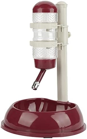 Pet Standing Water Dispenser, Height Adjustable Automatic Drinking Bowl Feeder Dog Feeding Bowl Pet Slow Water Bottle with Detachable Pole for Small Animals Cats Dogs (Brown)
