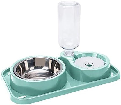 Love Dream Double Dog Cat Bowls, Anti-Slip Pet Food and Water Bowl Set