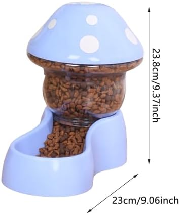 2025 Automatic Pet Feeder with Mushroom Shape for Cats Dogs Puppies Kittens Easy Clean Refill Dual Food Water Dispenser for Small Medium Pets at Home Travel (Blue)