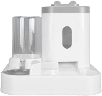 Automatic Cat Feeder and Water Dispenser Set, Pet Food Water Dispenser, Automatic Dog Feeder and Dog Water Dispenser, 2 in 1 Large Capacity Detachable Automatic Cat Waterer Feeder for Dog Puppy (Grey)