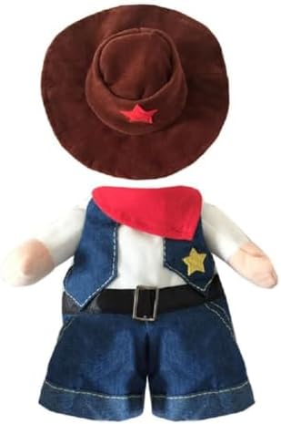 NACOCO Cowboy Costume with Hat for Cat and Small Dog - Halloween Clothes (Large) Blue - Image 2