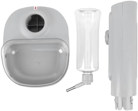 Pet Standing Water Dispenser Cat Dog Standing Bowl with Detachable Pole Automatically Feeding Water Height Adjustable for Cage, Crate (Grey)