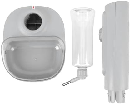 Pet Standing Water Dispenser Cat Dog Standing Bowl with Detachable Pole Automatically Feeding Water Height Adjustable for Cage, Crate (Grey)