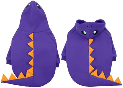 Lelepet Dog Dinosaur Costume Small Dog Halloween Costume Warm Fleece Hoodie - Image 2