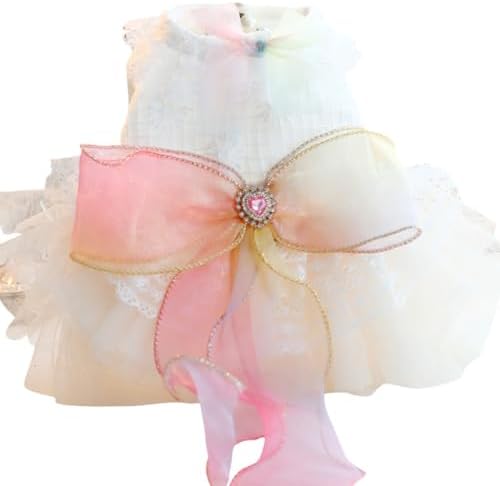 Fashion Sweet Puppy Dog Blingbling Princess Skirt Pet Dog Lace Cake Camisole Tutu Dress D-Pink M - Image 2