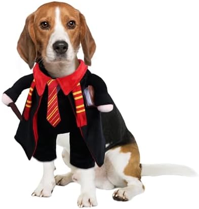 DELIFUR Dog Halloween Wizard Costume - Pet Adorable Fantacy Clothes Cat Cosplay Holiday Apparel Dress Up for Small Medium Dog Funny Outfit Adjustable (Wizard, Large) by DELIFUR