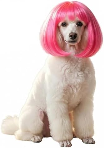 Dog Bob Wig Cat Halloween Costume for Small Medium Large Dog,Pink by MuYaoPet