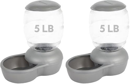 Petmate Replendish Feeder with Automatic Cat and Dog Feeder, 5 LB, Pearl Silver Grey, Made in USA (Pack of 2)