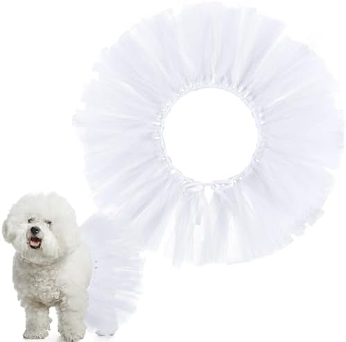 Dog Tutu for Dogs Tulle Skirt Pet Costume, White by Locmeo