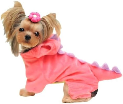 Hotumn Dinosaur Dog Halloween Costume Pet Dino Hoodie for Small Dogs (X-Small, Pink) by Hotumn