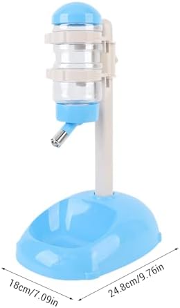 Pet Standing Water Dispenser, Adjustable Height Dog Water Bottle, with Food Feeder Bowl for Small Dogs Cats (Blue)