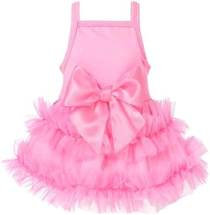 Fitwarm Sparkly Dog Tiered Dress, Fancy Dog Clothes for Small Dogs Girl, Bohemian Doggie Birthday Outfit, Pet Apparel, Pink, Medium by Fitwarm