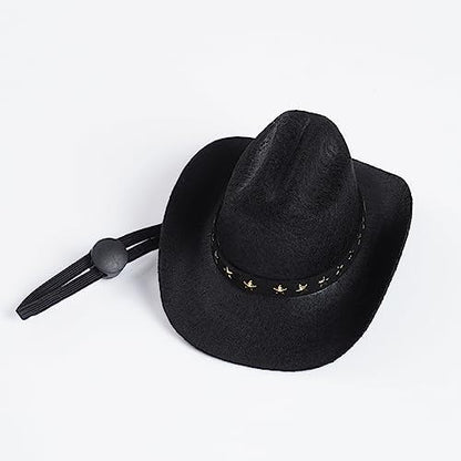 choyaxo Pet Cowboy Costume Cosplay Cap Halloween Costumes for Dogs Cat Pet Party Decoration Mini Cowboy Hat (Black, Small) - Image 3