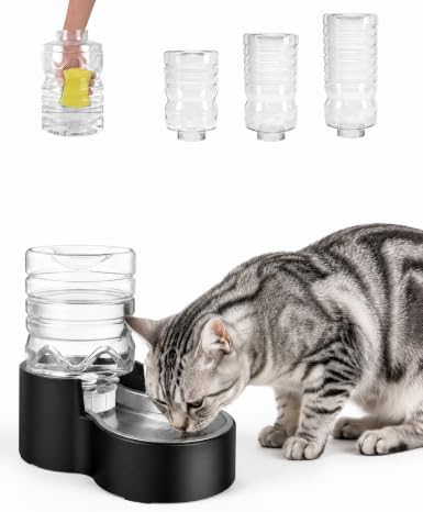 Heouvo 1.3 Gal Gravity Dog Water Dispenser, Wide-Mouth, No Filter, Black