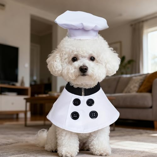 Pet Chef Costume Chef Hat with Cape Set Dog Halloween Costume for Small Pet Dogs Cat (Medium) - Image 4