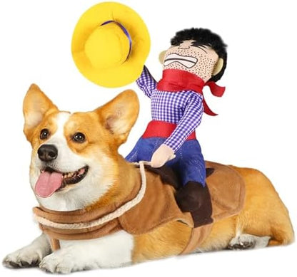 GOYOSWA Dog Cowboy Costume, Dog Halloween Costumes Cowboy Rider Dog Costume Funny Dog Costume for Small Medium Large X-Large Dogs (Large) by GOYOSWA