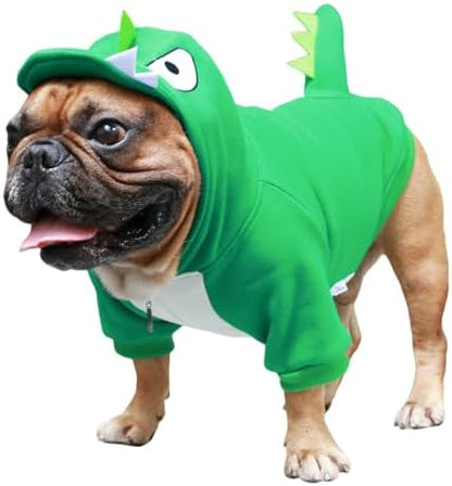 iChoue French Bulldog Halloween Dinosaur Costume Clothes Hoodies Dino, M by IAMAFRENCHIE