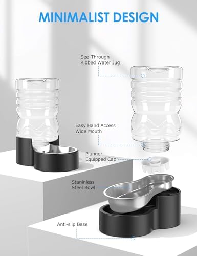 Heouvo 1.7 Gal Gravity Dog Water Dispenser, Wide-Mouth, No Filter, Black