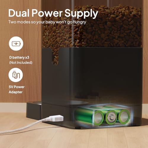 VOLUAS Automatic Cat Feeder, 6L Timed Dry Food Dispenser for Cats & Dogs