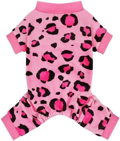 Paiaite Dog Pajamas Onesie: Comfortable Four-Legged Apparel for Small, Medium, & Large Dogs, Polyester Material for Comfort, Wrinkle Resistance, Moisture Wicking, and Stretchiness Pink Leopard XS by Paiaite