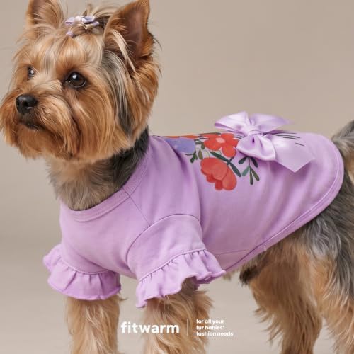 Fitwarm Floral Bouquet Dog Shirt, Sweet Summer Clothes for Small Dogs Girl, Lovely Pet Outfit, Lavender, Large - Image 3