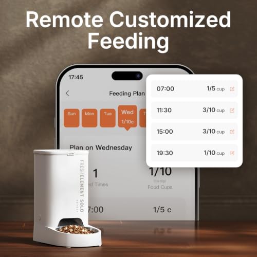 PETKIT Automatic Cat Feeder, 2.4G WiFi Automatic Dog Feeder, App Control Pet Food Dispenser with Triple Fresh-Lock System, Schedule Feeding, Food Shortage Alert, Dual Power-Charge&Battery,3L Capacity
