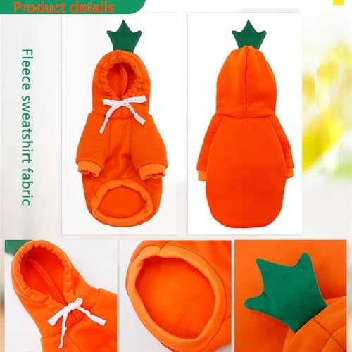 Dog Hoodie Warm Autumn Winter Pet Sweatshirt (Orange Carrot Hoodie,M) - Image 2