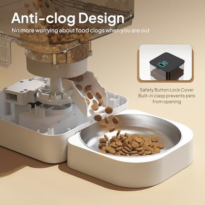 VOLUAS Automatic Cat Feeder, 4L Timed Dry Food Dispenser for Cats & Dogs