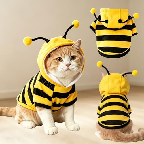 Bee Stripes Cat Halloween Costumes for Sphynx and Small Dog, Yellow XXS by Unknown