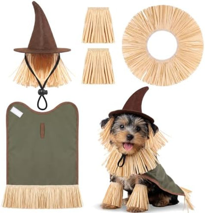 Hillban 5 Pcs Dog Halloween Scarecrow Costume for Dogs, Medium by Hillban