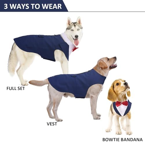 Dog Tuxedo for Large Dogs, Dog Suit and Bandana Set, Dog Costume Outfit - Image 2