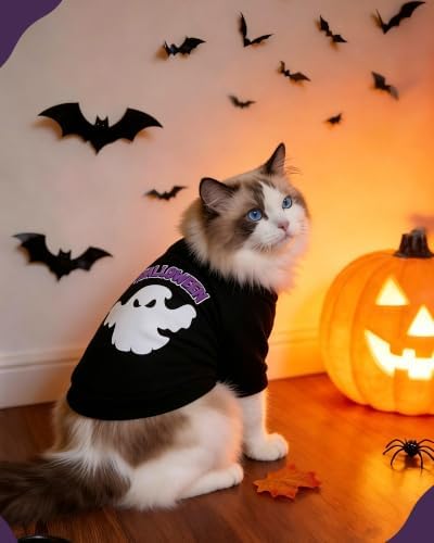 Pet Halloween T-Shirt Dog Costumes, Breathable Clothes Stretchable Shirt for Puupy or Kitten.(Purple Large) - Image 2