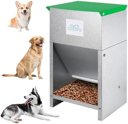 Dog Feeder Galvanized Metal Pet Food Automatic Dispenser 25lbs