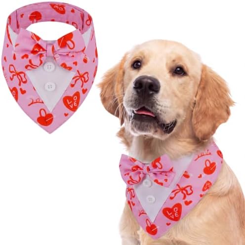 FUAMEY Dog Tuxedo for Large Dogs Valentines Bandana with Bowtie Wedding Tux by FUAMEY
