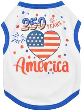 Small Dog America's 250th Anniversary 4th of July Outfit Shirt & Bandanas Pet Cat Clothes White S - Image 4