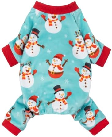 Fitwarm Snowman Dog Pajamas, Funny Christmas Clothes for Small Dogs Boy Girl, Holiday Pet Outfit, Blue, Red, White, Medium by Fitwarm