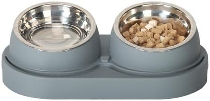 SAROSORA Cat Feeder Stainless Steel Bowl, Pet Food and Water Bowl Dishes, Easy to Clean