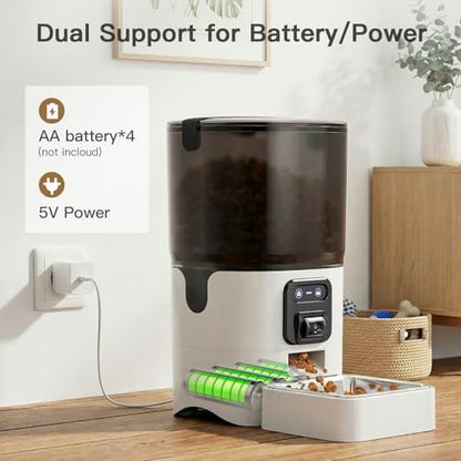 UMOMO 6L Automatic Cat Feeder with Camera, 1080P HD Camera Live Video, Night Vision 2-Way Audio, WiFi & App Remote Control, Programmable Pet Feeder, Smart Timed Dry Food Dispenser for Cat & Dog