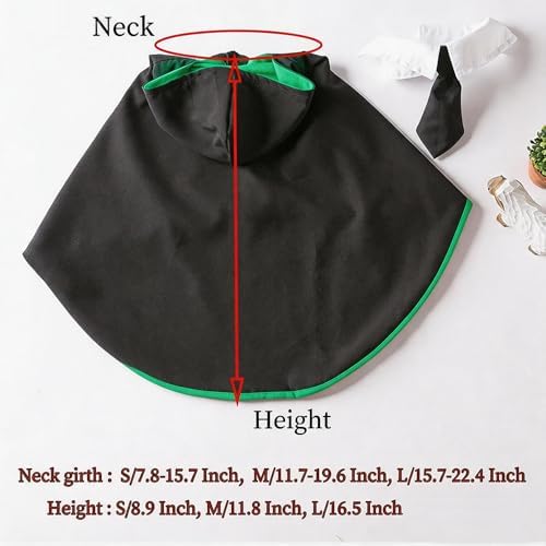 Dog Halloween Magician Costume Set, Cat Wizard Cloak with Hood, Tie & Glasses, Pet Cosplay Outfit for Halloween Party, Puppy Witch Costume for Small Dogs (Green, Small) - Image 5